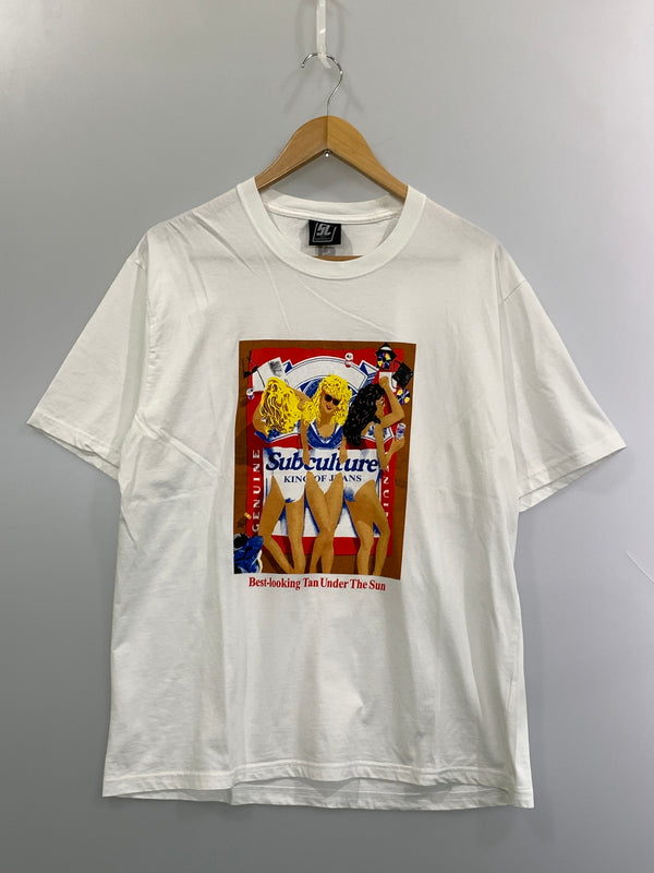 【中古品】【メンズ】 SUBCULTURE サブカルチャー BAD GIRL TEE バッド ガール ティー メンズ トップス 半袖Tシャツ 142-261017-KS-11-min サイズ：2 カラー：ホワイト 万代Net店