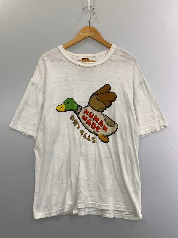 【中古品】【メンズ】 HUMANMADE×KAWS ヒューマンメイド カウズ DUCK TEE ダック ティー メンズ トップス 半袖Tシャツ 142-261017-KS-12-min サイズ：XL カラー：ホワイト 万代Net店