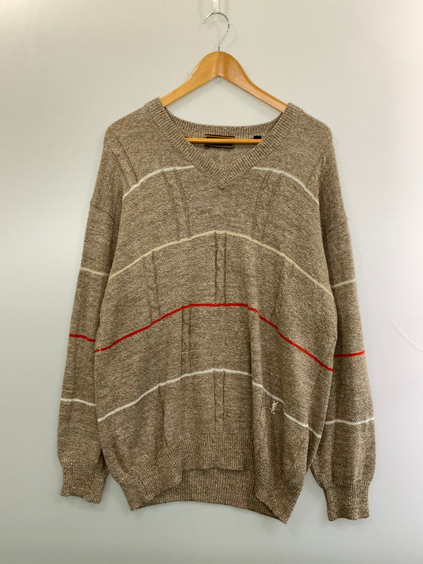 【中古品】【メンズ】 YVES SAINT LAURENT イヴ・サンローラン 90S DESIGN KNIT 90年代 デザイン ニット トップス ヴィンテージ セーター 146-261020-em-76-min サイズ：XL カラー：ライトブラウン 万代Net店