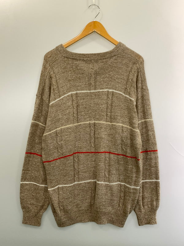 【中古品】【メンズ】 YVES SAINT LAURENT イヴ・サンローラン 90S DESIGN KNIT 90年代 デザイン ニット トップス ヴィンテージ セーター 146-261020-em-76-min サイズ：XL カラー：ライトブラウン 万代Net店