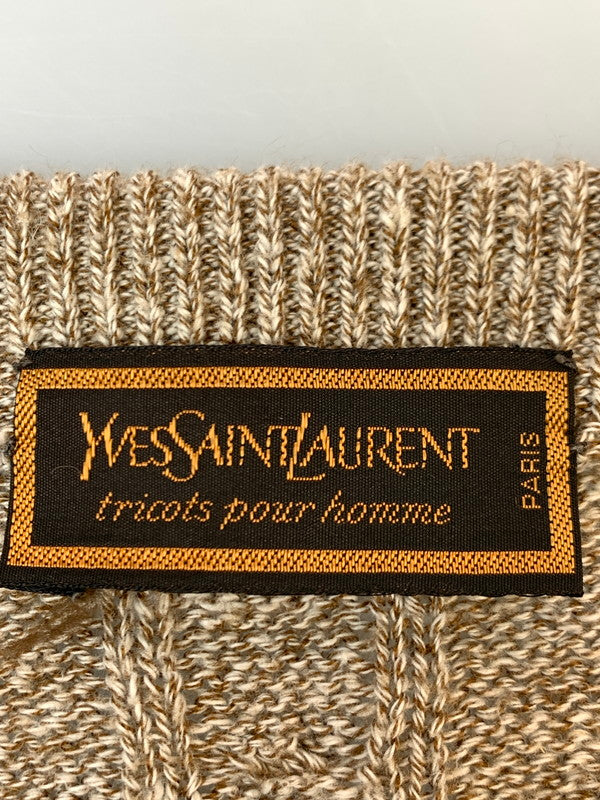 【中古品】【メンズ】 YVES SAINT LAURENT イヴ・サンローラン 90S DESIGN KNIT 90年代 デザイン ニット トップス ヴィンテージ セーター 146-261020-em-76-min サイズ：XL カラー：ライトブラウン 万代Net店