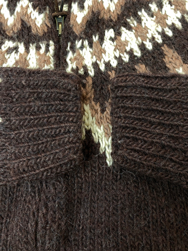 【中古品】【メンズ】 RLX RALPH LAUREN アールエルエックス ラルフローレン NATIVE ZIP KNIT ネイティブ ジップ ニット フルジップ セーター 146-261016-em-01-min サイズ：L カラー：ブラウン系 万代Net店