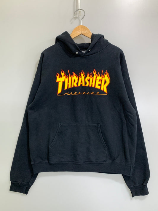 【中古品】【メンズ】 THRASHER スラッシャー2000年 FLAME LOGO HODIE フレイム ロゴ フーディ トップス パーカー 142-261021-jt-01-min サイズ：M カラー：ブラック 万代Net店