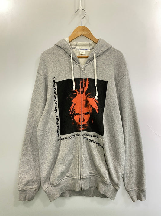 【中古品】【メンズ】 COMME DES GARCONS SHIRT コムデギャルソンシャツ COTTON PILE PLAIN WITH PRINT J ANDY WARHOL FM-T001-051 コットン パイル 140-261016-em-02-min サイズ：XL カラー：グレー 万代Net店