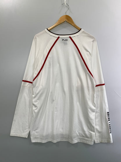 【中古品】【メンズ】 POLO JEANS ポロジーンズ 67 LOGO L/S TEE ロングスリーブ ロゴ 長袖Tシャツ メンズ トップス 146-261022-em-15-min サイズ：L カラー：ホワイト 万代Net店