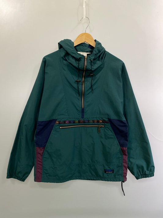【中古品】【メンズ】 L.L.BEAN エルエルビーン 80S NYLON ANORAK JACKET 80年代 ナイロン アノラック ジャケット ハーフジップ フード付き メンズ ライトアウター 146-261020-em-26-min サイズ：S カラー：グリーン 万代Net店