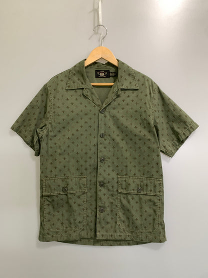 【中古品】【メンズ】 RRL PRINT ダブルアールエル RIPSTOP SHIRT プリント リップストップ シャツ メンズ 半袖シャツ 総柄 145-261016-em-38-min サイズ：S カラー：モスグリーン 万代Net店