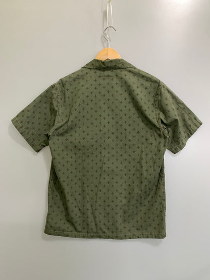 【中古品】【メンズ】 RRL PRINT ダブルアールエル RIPSTOP SHIRT プリント リップストップ シャツ メンズ 半袖シャツ 総柄 145-261016-em-38-min サイズ：S カラー：モスグリーン 万代Net店