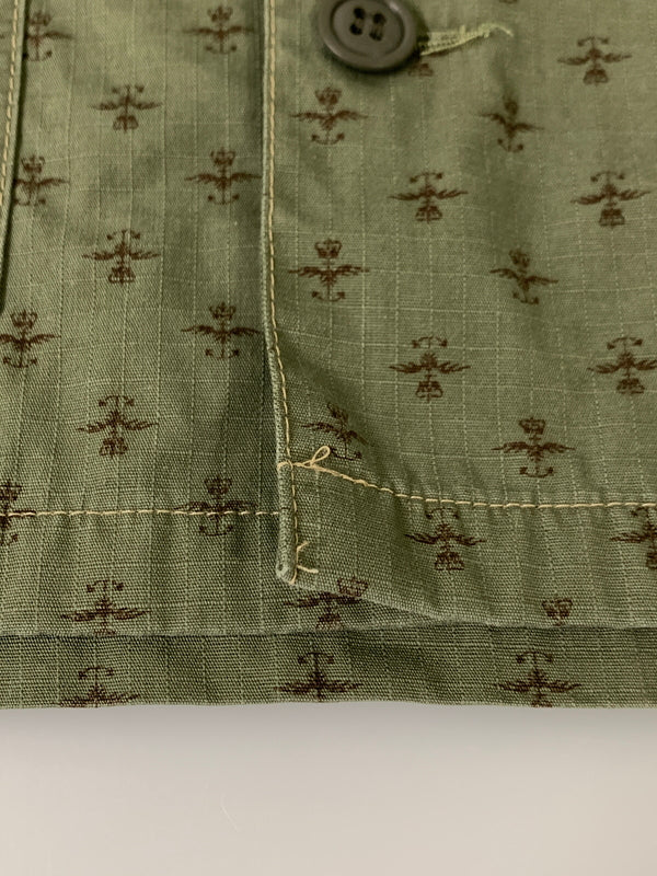 【中古品】【メンズ】 RRL PRINT ダブルアールエル RIPSTOP SHIRT プリント リップストップ シャツ メンズ 半袖シャツ 総柄 145-261016-em-38-min サイズ：S カラー：モスグリーン 万代Net店