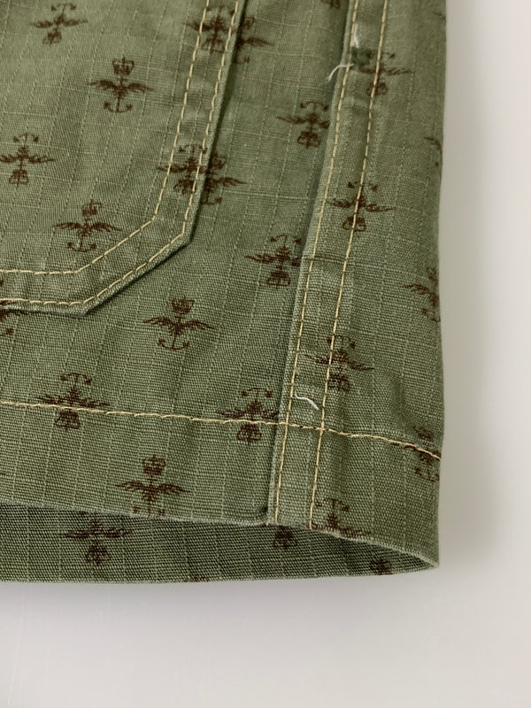 【中古品】【メンズ】 RRL PRINT ダブルアールエル RIPSTOP SHIRT プリント リップストップ シャツ メンズ 半袖シャツ 総柄 145-261016-em-38-min サイズ：S カラー：モスグリーン 万代Net店