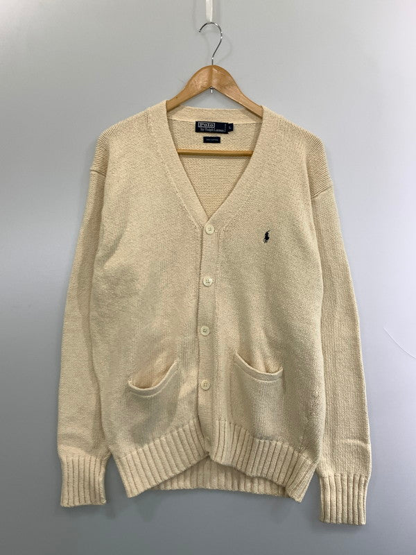 【中古品】【メンズ】 POLO RALPH LAUREN ポロ・ラルフローレン 90S COTTON CARDIGAN 90年代 コットン カーディガン メンズ ニット ヴィンテージ 146-261020-em-66-min サイズ：L カラー：オフホワイト 万代Net店