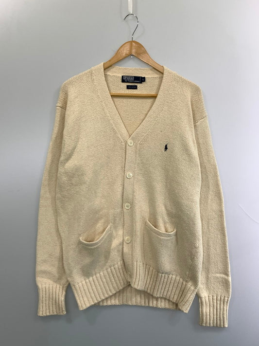 【中古品】【メンズ】 POLO RALPH LAUREN ポロ・ラルフローレン 90S COTTON CARDIGAN 90年代 コットン カーディガン メンズ ニット ヴィンテージ 146-261020-em-66-min サイズ：L カラー：オフホワイト 万代Net店
