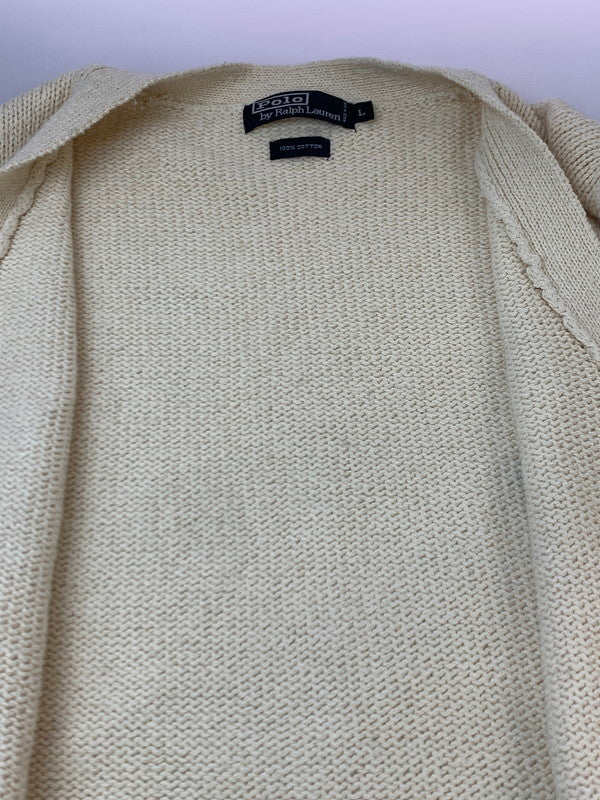 【中古品】【メンズ】 POLO RALPH LAUREN ポロ・ラルフローレン 90S COTTON CARDIGAN 90年代 コットン カーディガン メンズ ニット ヴィンテージ 146-261020-em-66-min サイズ：L カラー：オフホワイト 万代Net店
