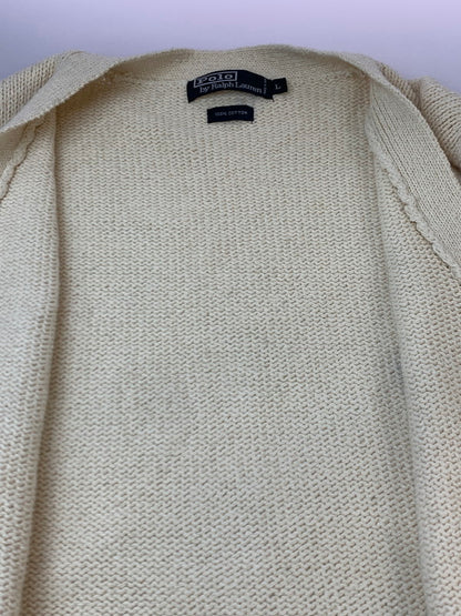 【中古品】【メンズ】 POLO RALPH LAUREN ポロ・ラルフローレン 90S COTTON CARDIGAN 90年代 コットン カーディガン メンズ ニット ヴィンテージ 146-261020-em-66-min サイズ：L カラー：オフホワイト 万代Net店