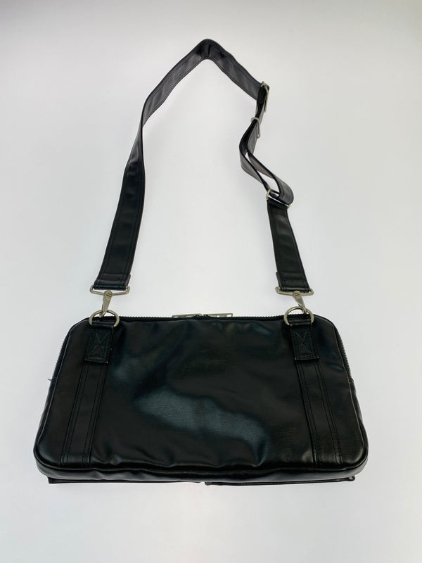 【中古品】【メンズ/レディース】 PORTER ポーター LEATHER BODY BAG レザー ボディバッグ 吉田カバン ウエストバッグ 鞄 188-261025-em-17-min カラー：ブラック 万代Net店