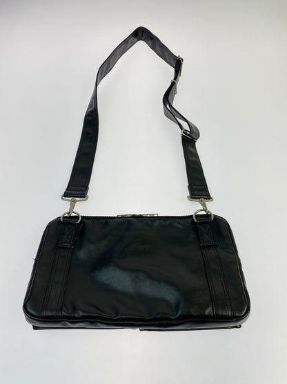 【中古品】【メンズ/レディース】 PORTER ポーター LEATHER BODY BAG レザー ボディバッグ 吉田カバン ウエストバッグ 鞄 188-261025-em-17-min カラー：ブラック 万代Net店