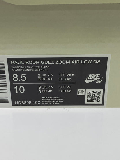 【中古美品】【メンズ】 NIKE ナイキ PAUL RODRIGUEZ ZOOM AIR LOW QS WHITE AND BLACK HQ6828-100 ポール ロドリゲス ズーム エア ロー キューエス 靴 スニーカー 160-261017-KS-15-min サイズ：26.5cm US8.5 カラー：ホワイト/ブラック 万代Net店