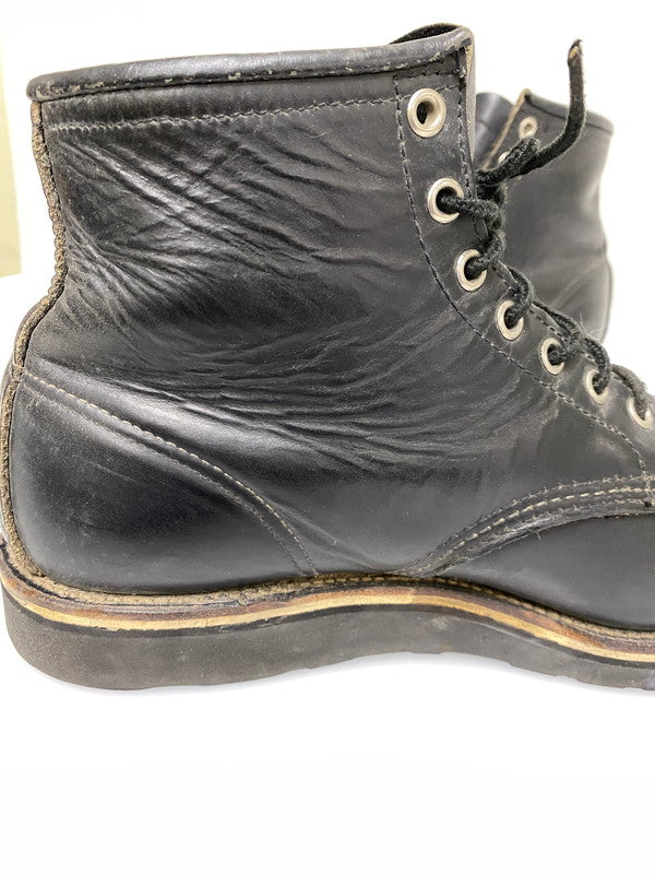【中古品】【メンズ】 RED WING レッドウィング 刺繍羽 タグ アイリッシュセッター ワークブーツ レザー メンズ シューズ 靴 164-261022-em-25-min サイズ：9 1/2 カラー：ブラック 万代Net店