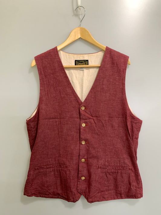 【中古品】【メンズ】 ORGUEIL オルゲイユ VEST ベスト トップス 145-261021-jt-05-min サイズ：42 カラー：レッド 万代Net店