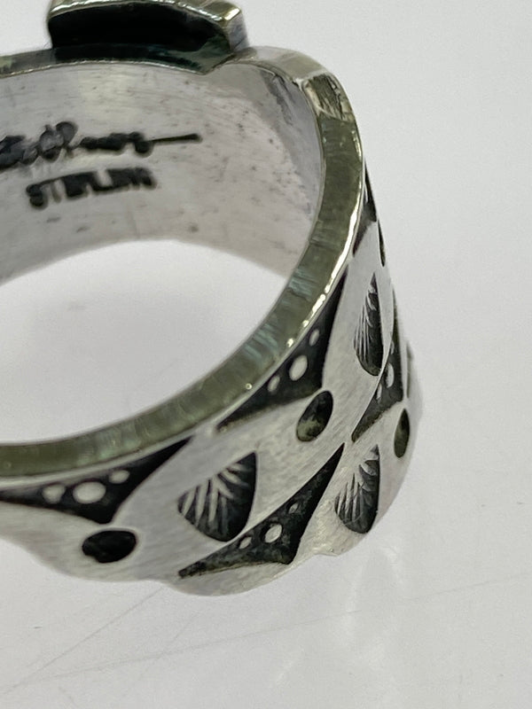 【中古品】【メンズ】 NAVAJO ナバホ族 BO REEVES作 ボー リーブス氏 STERLING STAMP WORK RING スターリング スタンプワーク リング 指輪 191-261021-jt-14-min カラー：シルバー 19号 万代Net店
