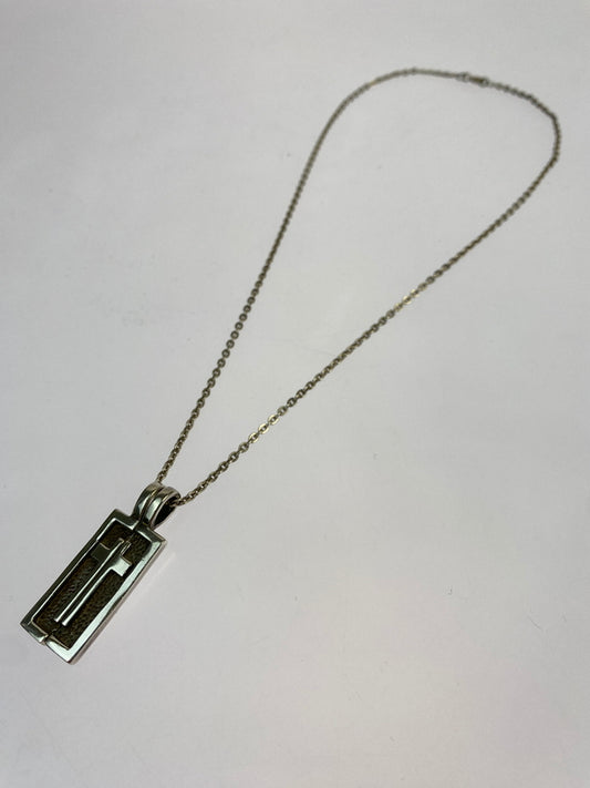 【中古品】【メンズ】 SV925 PAIR CROSS PENDANT TOP WITH NECKLACE シルバー ペア クロス ペンダント トップ ネックレス アクセサリー 193-261021-jt-20-min カラー：シルバー 万代Net店