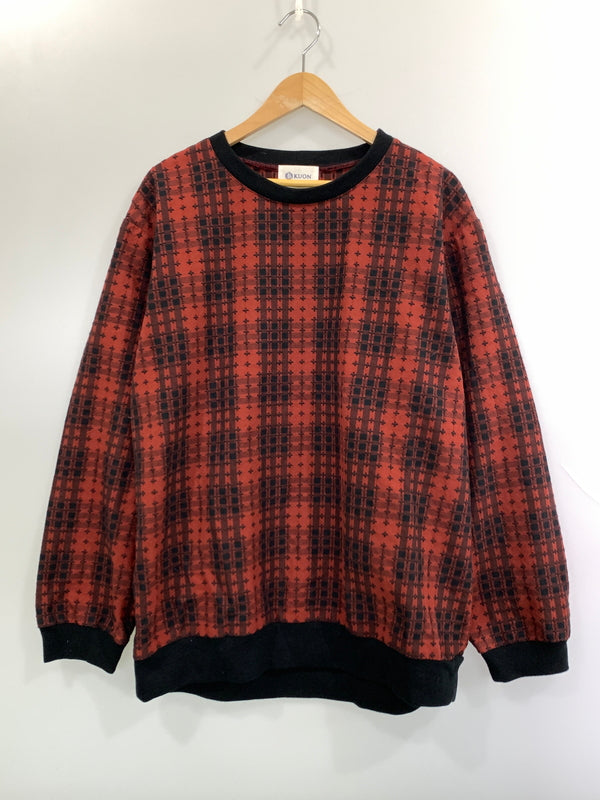 【中古品】【メンズ】 KUON クオン PULL-OVER SHIRT 2002-SH0107 プルオーバー シャツ メンズ トップス 長袖シャツ 刺し子織り スウェットライク 140-261022-em-23-min サイズ：L カラー：レッド系 万代Net店
