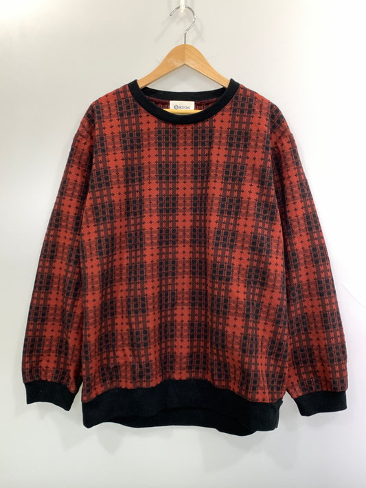 【中古品】【メンズ】 KUON クオン PULL-OVER SHIRT 2002-SH0107 プルオーバー シャツ メンズ トップス 長袖シャツ 刺し子織り スウェットライク 140-261022-em-23-min サイズ：L カラー：レッド系 万代Net店
