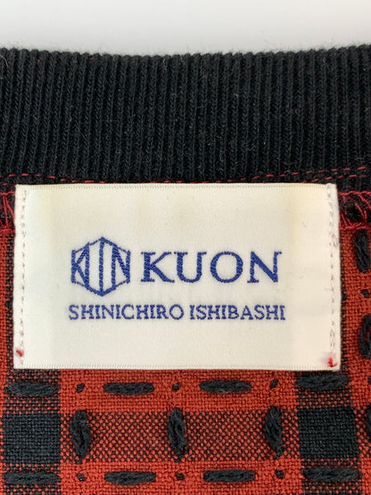 【中古品】【メンズ】 KUON クオン PULL-OVER SHIRT 2002-SH0107 プルオーバー シャツ メンズ トップス 長袖シャツ 刺し子織り スウェットライク 140-261022-em-23-min サイズ：L カラー：レッド系 万代Net店
