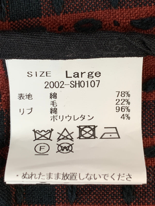 【中古品】【メンズ】 KUON クオン PULL-OVER SHIRT 2002-SH0107 プルオーバー シャツ メンズ トップス 長袖シャツ 刺し子織り スウェットライク 140-261022-em-23-min サイズ：L カラー：レッド系 万代Net店