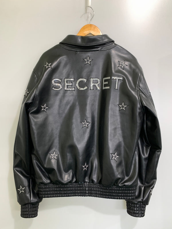 【中古品】【メンズ】 SECRET シークレット STAR JACKET スター ジャケット メンズ アウター 星柄刺繍 ラインストーンロゴ レザージャケット 142-261016-em-28-min サイズ：L カラー：ブラック 万代Net店