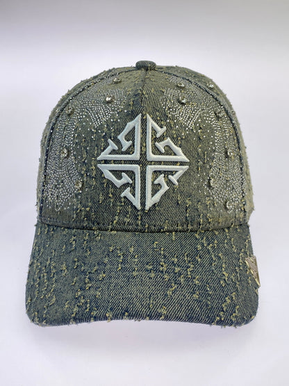 【現状渡し品】【メンズ/レディース】 GUAPI グアピ VINTAGE BLUE CROSS CAP ヴィンテージ ブルークロス キャップ 帽子 ファッション 185-261025-em-01-min サイズ：FREE カラー：インディゴ 万代Net店