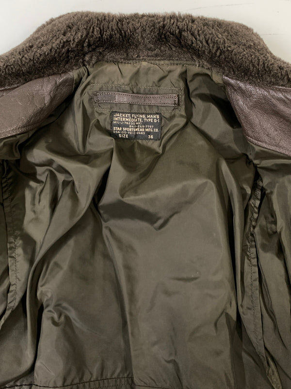【中古品】【メンズ】 U.S.NAVY アメリカ海軍 70's G-1 FLIGHT JACKET MIL-J-7823D 70年代 G-1 フライトジャケット アウター 146-261020-yn-03-min サイズ：36 カラー：ブラウン 万代Net店