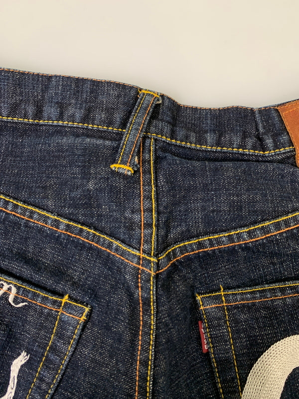 【中古品】【メンズ】 EVISU エヴィス DENIM PANTS LOT2001 デニムパンツ メンズ ストレート ジーンズ ボトムス ジーパン 刺繍 156-261020-em-14-min サイズ：34×35 カラー：インディゴ 万代Net店