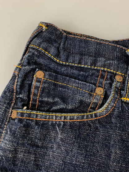 【中古品】【メンズ】 EVISU エヴィス DENIM PANTS LOT2001 デニムパンツ メンズ ストレート ジーンズ ボトムス ジーパン 刺繍 156-261020-em-14-min サイズ：34×35 カラー：インディゴ 万代Net店