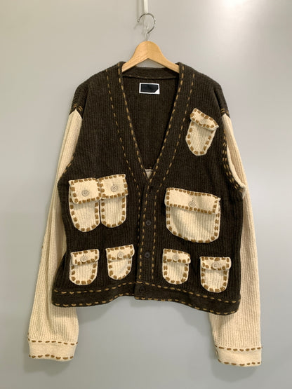 【中古品】【メンズ】 PHINGERIN フィンガリン PG1 POCKET CARDIGAN PD-252-KN-021 ポケット カーディガン メンズ 前開き ニット ポケット アウター 140-261020-em-08-min サイズ：L カラー：ブラウン/ベージュ 万代Net店
