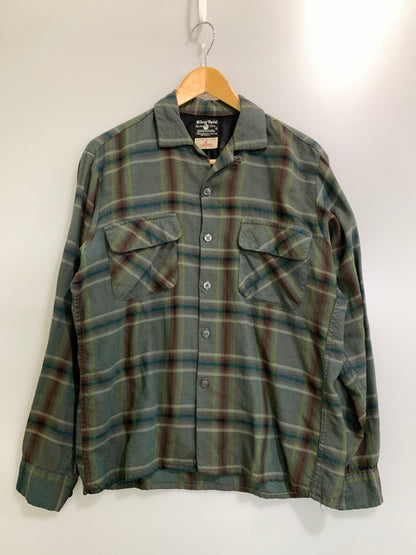 【中古品】【メンズ】 LANEROSSI ラネロッシ BOARD SHIRT 推定60'S ボードシャツ メンズ 長袖シャツ 推定60年代 ヴィンテージ チェック柄 146-261020-em-04-min サイズ：M カラー：カーキグリーン系 万代Net店