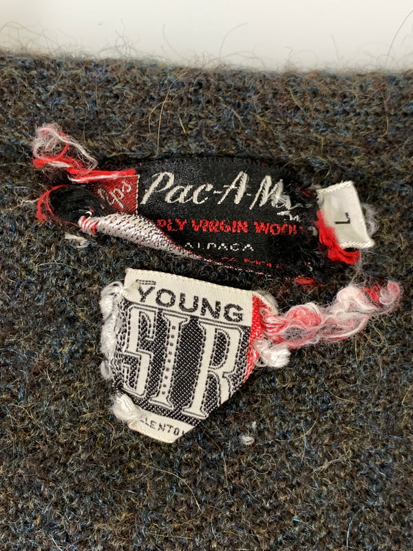 【現状渡し品】【メンズ】 VINTAGE ヴィンテージ ALPACA MIX CARDIGAN 推定60'S アルパカ ミックス カーディガン メンズ 前開き ニット 推定60年代 146-261020-em-03-min サイズ：L カラー：ブラウン系 万代Net店
