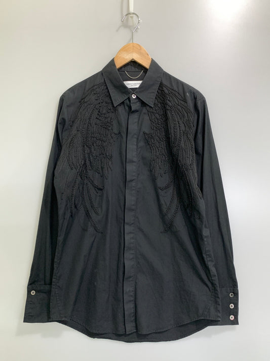 【現状渡し品】【メンズ】 CHRISTIAN DADA クリスチャンダダ WING SHIRT ウイングシャツ 長袖シャツ ロングスリーブ 140-261023-hu-14-min サイズ：46 カラー：ブラック 万代Net店