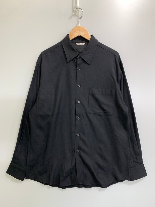 【中古品】【メンズ】 AURALEE オーラリー SUPER LIGHT WOOL SHIRTS A21AS01OS スーパーライトウールシャツ 長袖シャツ トップス 140-261020-yn-04-min サイズ：4 カラー：ブラック 万代Net店