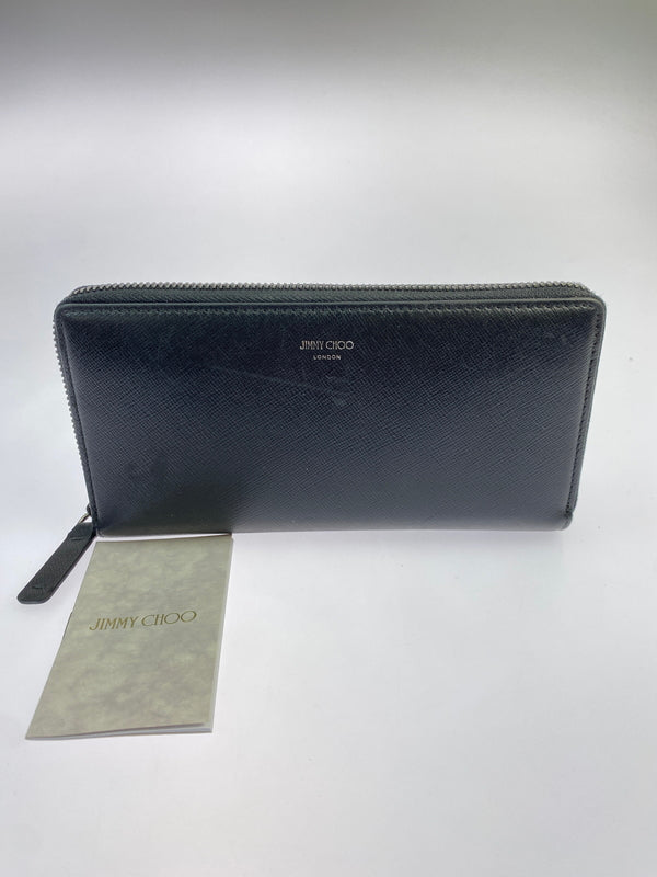 【中古品】【レディース】 JIMMY CHOO ジミーチュウ ラウンドファスナー 財布 長財布 181-261027-jt-02-min カラー：ブラック 万代Net店