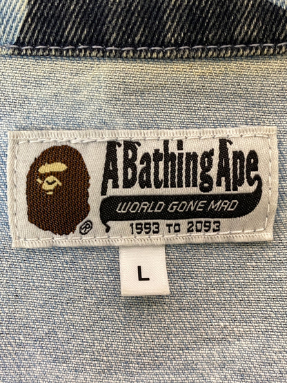 【中古品】【メンズ】 A BATHING APE アベイシングエイプ BLUE CAMO OVER DENIM JACKET 001LJJ301008M ブルー カモ オーバー デニム ジャケット メンズ アウター Gジャン 142-261022-em-36-min サイズ：L カラー：青色の迷彩柄 万代Net店
