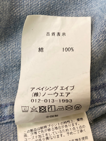 【中古品】【メンズ】 A BATHING APE アベイシングエイプ BLUE CAMO OVER DENIM JACKET 001LJJ301008M ブルー カモ オーバー デニム ジャケット メンズ アウター Gジャン 142-261022-em-36-min サイズ：L カラー：青色の迷彩柄 万代Net店