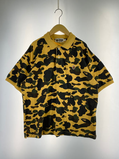 【中古品】【メンズ】 A BATHING APE アベイシングエイプ 1ST CAMO ONE POINT RELAXED FIT POLO 1ST カモ ワンポイント リラックス フィット ポロ 001POJ301004M ポロシャツ 半袖 142-261023-hu-29-min サイズ：L カラー：マスタード系（カモ） 万代Net店
