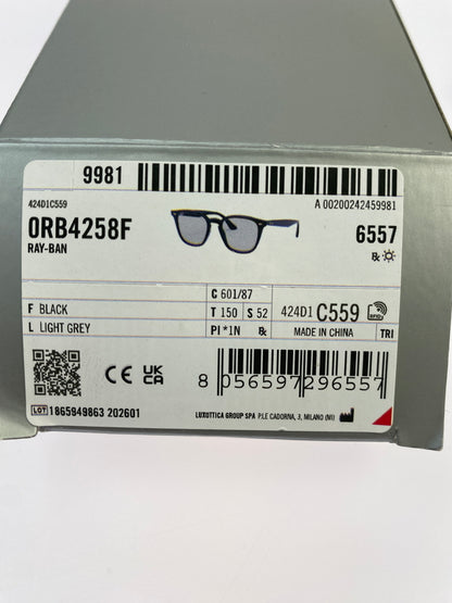 【中古品】【メンズ】 RAY-BAN レイバン ORB4258F ウェリントン サングラス アイウエア 203-261027-jt-16-min サイズ：52□20 150 カラー：ブラック 万代Net店