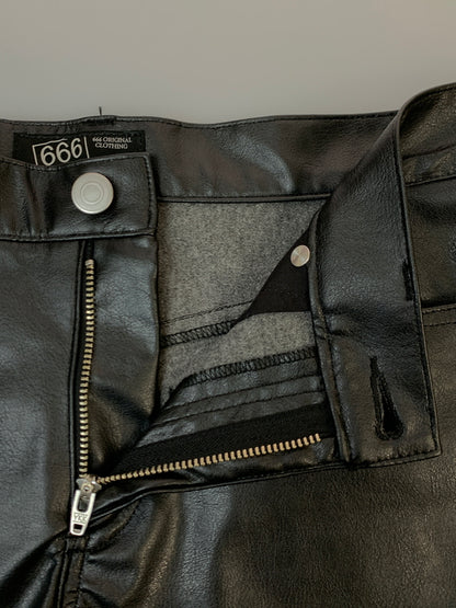 【中古品】【メンズ】 666 ロクロクロク フェイクレザー スキニー パンツ ボトムス 156-261027-jt-28-min サイズ：30 カラー：ブラック 万代Net店