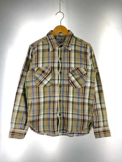 【現状渡し品】【メンズ】 STUDIO D'ARTISAN ステュディオ・ダ・ルチザン ヘビーネルシャツ 長袖 チェック シャツ 145-261023-hu-33-min サイズ：M カラー：ベージュ系（チェック柄） 万代Net店