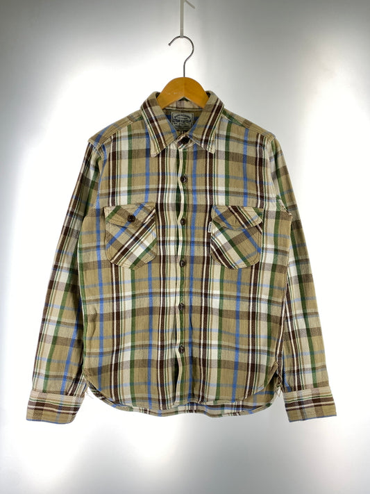 【現状渡し品】【メンズ】 STUDIO D'ARTISAN ステュディオ・ダ・ルチザン ヘビーネルシャツ 長袖 チェック シャツ 145-261023-hu-33-min サイズ：M カラー：ベージュ系（チェック柄） 万代Net店