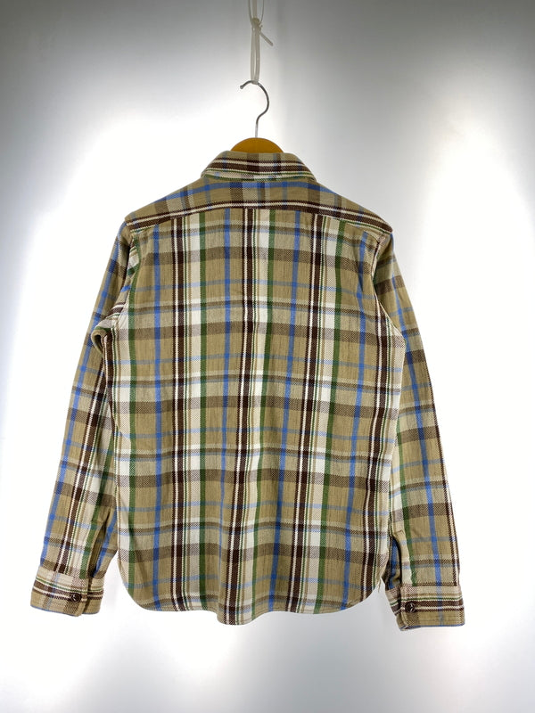 【現状渡し品】【メンズ】 STUDIO D'ARTISAN ステュディオ・ダ・ルチザン ヘビーネルシャツ 長袖 チェック シャツ 145-261023-hu-33-min サイズ：M カラー：ベージュ系（チェック柄） 万代Net店