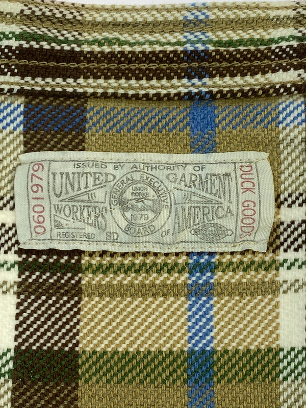 【現状渡し品】【メンズ】 STUDIO D'ARTISAN ステュディオ・ダ・ルチザン ヘビーネルシャツ 長袖 チェック シャツ 145-261023-hu-33-min サイズ：M カラー：ベージュ系（チェック柄） 万代Net店