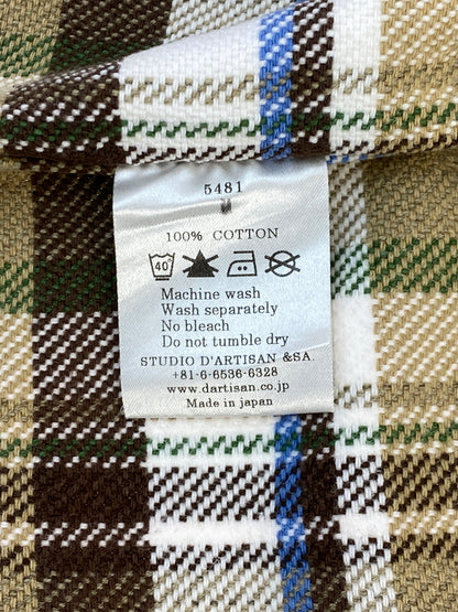 【現状渡し品】【メンズ】 STUDIO D'ARTISAN ステュディオ・ダ・ルチザン ヘビーネルシャツ 長袖 チェック シャツ 145-261023-hu-33-min サイズ：M カラー：ベージュ系（チェック柄） 万代Net店